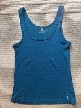 Smartwool tank top ribbed merino wool turquoise blue women’s small EUC